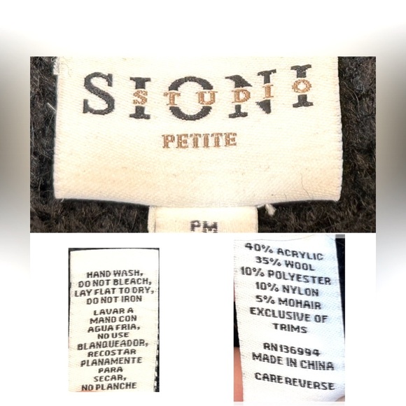 Sioni Mixed Media Wool Blend Black Jacket, w/ Faux Leather Details & Pockets, MP - Picture 15 of 16